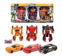 Toi-Toys Roboforces Transformers Robot de Voiture Déformé - Lot de 3 Set Robot T