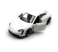 Toi-Toys Welly Voiture Miniature Porsche Taycan Turbo S, échelle 1:39 / L 12 cm, Blanche