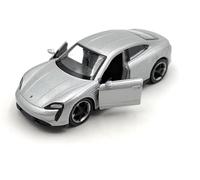 Toi-Toys Welly Voiture Miniature Porsche Taycan Turbo S, échelle 1:39 / Longueur 12 cm, argentée