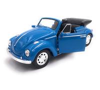 Toi-Toys Welly Voiture Miniature VW Volkswagen Beetle à l'échelle 1:39 / L 12 cm Cabriolet Bleu