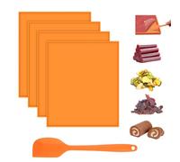 Toiatot 4 Pièces Feuilles de Déshydrateur en Silicone Antiadhésive, Doublure de Plateau de Déshydrateur Alimentaire avec Bord pour Séchoir à Fruits, Tapis de Cuisson Réutilisables