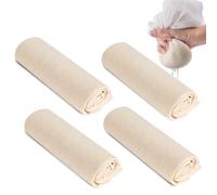 Toile à Fromage, Étamine Alimentaire 4 Pièces Tissu Filtrant en Coton Réutilisable Mousseline Cuisine Lavable Chiffon à Fromage pour Filtrer Tofu Jus Thé et Lait, 60 x 60cm