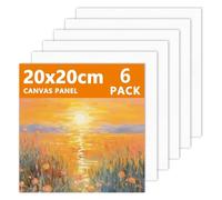 Toile à peindre, 6 pièces, toiles 100% pur coton pour peinture, ensemble de toiles d'artiste blanches pré-étirées, petit cadre de 20 x 20 cm, boîte de peinture pour peintures à l'huile acryliques