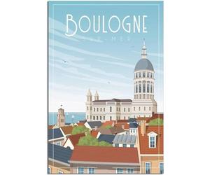 Toile Affiche Boulogne-sur-Mer Skyline Vintage Rétro Mur Art Art Imprimer Chambre Décoration Accueil Décoration Sans cadre 30x45cm