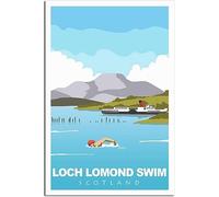Toile Affiche Loch Lomond Scotland Swim Vintage Rétro Mur Art Art Imprimer Chambre Décoration Accueil Décoration Sans cadre 30x45cm
