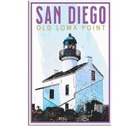 Toile Affiche San Diego Old Loma Point Lighthouse Vintage Rétro Mur Art Art Imprimer Chambre Décoration Accueil Décoration Sans cadre 30x45cm