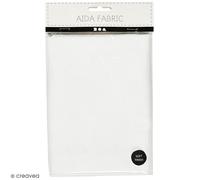 Toile Aida à broder - Aida - 50 x 50 cm - 5,2 pts/cm - Coton - Couleur Blanc