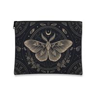 Toile anti-mites avec fermeture éclair, symboles astrologiques mystiques bohèmes et éléments floraux, noir mystique portable avec fermeture éclair, petite pochette de maquillage pour voyage, sac à