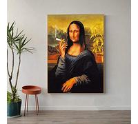Toile Art drôle fumer Mona Lisa peinture à l'huile célèbre Reproduction affiches et impressions sur toile mur Art photos, pour la décoration de salon Pas de cadre (Size : 20X25 cm unframed)