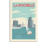 Toile Art France La Rochelle Vieux Port Vintage Voyage Affiche Affiches sur le Mur Décor Art Mural Peinture Toile Sans cadre 40x60cm