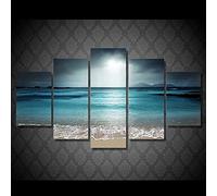 Toile Art Mural 5 Pièces Paysage De Lever De Soleil Sur La Plage Posters Et Arts Décoratifs Tableau Cuisine Decoration Murale Salon Moderne Impressions Sur Toile Intissee 5 Pièces Avec Cadre 150 X 80