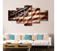 Toile Art Mural 5 Pièces Toile 5 Tableaux Drapeau Américain | Sans Cadre 150 X 100 Cm | 5 Panneau Mural Art Image Home Decor Pour Salon Photo Sur Toile Poster Des Illustrations-397249566364