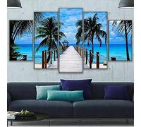 Toile Art Mural 5 Pièces Toile 5 Tableaux Plage Palmiers Pont Sans Cadre 100 X 50 Cm 5 Panneau Mural Art Image Home Decor Pour Salon Photo Sur Toile Poster Des Illustrations