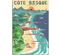 Toile Art Pays Basque espagne plage Vintage voyage affiche affiches murales peinture Art Mural chambre décor toile Sans cadre 40x60cm