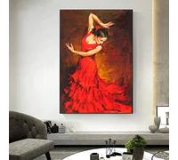 Toile Art Peintures à L'Huile Abstrait Danseuse De Flamenco Portrait Moderne Belle Fille Illustration Pour Chambre Bureau DéCoration Murale 60x90cm (24x36") Sans Cadre