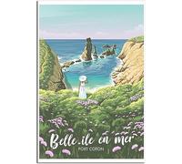 Toile Art Port Coton Belles Île En Mer Vintage Voyage Affiche Toile Décoration de La Maison Chambre Décor Peintures Murales Sans cadre 40x60cm