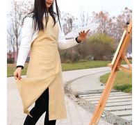 Toile Artiste tablier, tablier bavoir cravate réglable courroie de cou et taille, tablier travail toile unisexe universel avec des poches pour Cuisine Jardin Poterie Atelier Artisanat (Beige),Beige