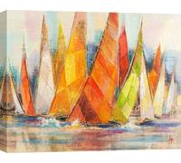 Toile avec voiliers - Luigi Florio, Régate des couleurs - 70x50 cm