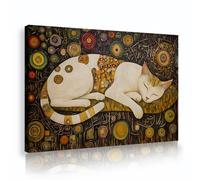 Toile blanche de chat peinture murale d’animaux de compagnie encadrée adorable image de sommeil affiche abstraite œuvres modernes de chambre gravures pour la décoration de la chambre d’amis 50x75cm