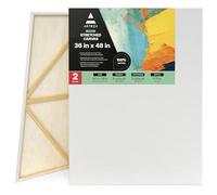 Toile blanche tendue Arteza 91x122 cm, pack de 2, pré-enduite, 100% coton pour la peinture, coulage d'acrylique, peinture à l'huile et technique d'art humide, toiles pour artistes pro et débutants