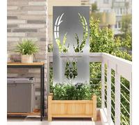 Toile brise-vue de jardin, argent mat, 50 x 140 cm, acier galvanisé avec incrustations décoratives, pour terrasse et extérieur, intimité et mur de jardin élégant