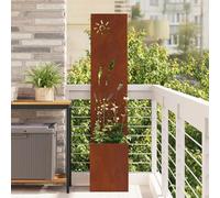 Toile brise-vue de jardin en acier résistant aux intempéries avec incrustations décoratives mates aspect rouille 32 x 140 cm pour terrasse et jardin comme décoration murale élégante et intimité