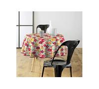 Toile cirée ronde - Diamètre 160 cm - Fleurs colorées Multicolore Multicolore G