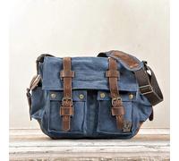 Toile cuir hommes messager sacs je suis légende will smith big sacoche bandoulière ordinateur homme portable mallette voyage sac à main-Bleu royal Bleu