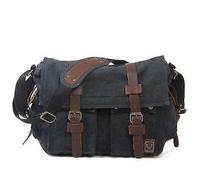 Toile cuir hommes messager sacs je suis légende will smith big sacoche bandoulière ordinateur homme portable mallette voyage sac à main-Couleur noir de carbone Noir