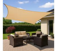 Toile d’ombrage 3,6x3,6 m Beige Carré Housse UV & pare-vent Œillets