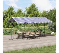 Toile D Ombrage, Auvent autoportant Bleu et Blanc 500x300 cm Tissu et Acier pour Balcon, Terrasse Et Jardin