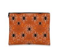 Toile d'araignée avec fermeture éclair, citrouilles festives et ludiques en toile d'araignée, citrouilles, orange, portable avec fermeture éclair, petite pochette de maquillage pour voyage, salle de