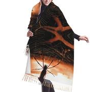Toile d'araignée avec imprimé araignée douce pour femme Écharpe à franges en cachemire cape automne et hiver Châle chaud Wrap