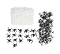 Toile d'araignée de 200 g avec 215 araignées en plastique, décoration de toiles d'araignées extensibles, durables et polyvalentes pour Halloween