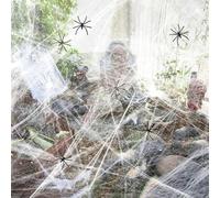 Toile d'araignée de 60 g avec 40 petites araignées artificielles, décorations d'intérieur et d'extérieur super extensibles pour décoration, toiles d'araignée, toiles d'araignée, extensibles à faire