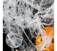 Toile d'araignée décorative d'halloween, 100 g de Toile d'araignée d'halloween Blanche avec 40 araignées Noires effrayantes, Toiles d'araignées Extensibles