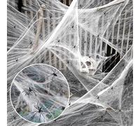 Toile d'araignée décorative d'Halloween - 60 g - En plastique - Décoration effrayante pour Halloween - Toile d'araignée pour extérieur et intérieur - Table à manger, plafond, fenêtre, maison hantée -