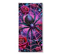 Toile d'araignée d'Halloween - Bannière décorative pour porte - Style gothique - Roses de pêche - Décoration d'Halloween - Pour intérieur et extérieur - Fournitures de fête - 91,4 x 183 cm