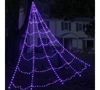 Toile d'araignée géante à DEL pour décorations d'Halloween d'extérieur - 616 DEL, 8 modes d'éclairage, toile d'araignée géante lumineuse de 5 m (violet)