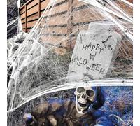 Toile D'araignée Halloween Decoration Effrayante,200g Extensibles Toiles D'Araignée avec 50pcs Araignée Plastique, Décoration Halloween Extérieur Interieur pour Grande,Carnaval, Jardin, Maisons