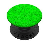 Toile d'araignée Halloween Gothique Toile d'araignée Acide Vert Effrayant Effrayant PopSockets PopGrip Adhésif