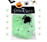 Toile d'araignée lumineuse pour Halloween avec 10 fausses araignées