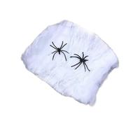 Toile d'araignée pour décoration d'Halloween - Toile d'araignée super extensible en polyester 100 g avec 20 fausses araignées, décoration de fête d'Halloween intérieure et extérieure (blanc)