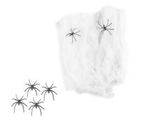 Toile D'araignée Terreur Blanche en Dacron, Célébration Halloween | Araignées Terrifiantes, Décor Souple pour Portes, Vitrines, Jardin et Porche Style Aléatoire