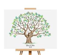 Toile d'arbre à empreintes digitales - Panneau d'invités personnalisé, art mural décoratif avec empreintes digitales | Livre de connexion créatif étanche avec motif arbre, livre d'or substitut