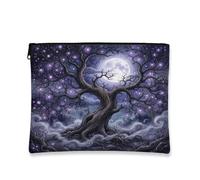 Toile d'arbre avec fermeture éclair, nature mystique, lune, nuages, violet automnal, mini trousse de maquillage portable avec fermeture éclair pour voyage, salle de bain, coiffeuse, rangement de sac à