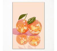 Toile d'art Disco Oranges, poster glamour disco orange, décoration murale sur toile de fruits préparés, image de cuisine funky pour mur, décoration murale tendance, décoration murale pour dortoir,