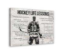 Toile d'art personnalisée avec leçons de vie de hockey - Décoration murale motivante pour les fans de hockey - Décoration murale pour chambre à coucher, bureau, chambre, cadeau (40 x 60 cm)