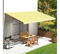 Toile d'auvent de rechange 580 x 345 cm, jaune et blanc, protection UV, pour cadre de 6 x 3,5 m, parfait pour terrasse et salon