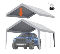 Toile d'auvent de rechange abri de voiture-VEVOR-6,1 x 3,7 m, bâche de tente de garage, imperméable protégée contre UV,gris
